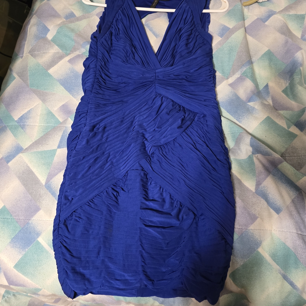 BCBGMaxAzria Royal Blue Ruched Mini Dress